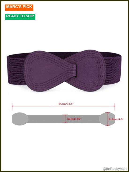 2pcs Plus Size Faux Leather Elastic Waist Belts with 8-Shaped Buckle main image 4